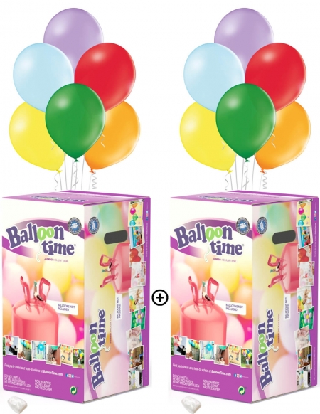 Bombonas Helio Desechable 0.82m3 con 100 Globos Pastel y Lazos