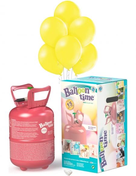 Bombona Helio Desechable 0.13m3 con 15 Globos Amarillos Pastel PL02