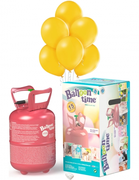 Bombona Helio Desechable 0.13m3 con 15 Globos Amarillo Oscuro Pastel