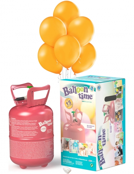 Bombona Helio Desechable 0.13m3 con 15 Globos Naranja Pastel PL04