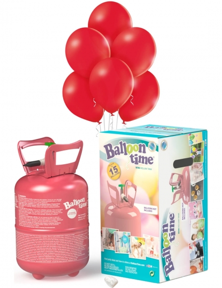 Bombona Helio Desechable 0.13m3 con 15 Globos Rojos Pastel PL05