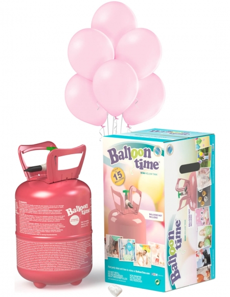 Bombona Helio Desechable 0.13m3 con 15 Globos Rosa Pastel PL06