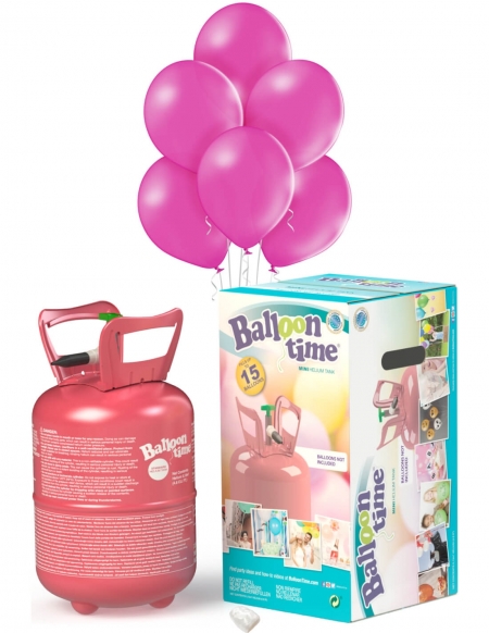 Bombona Helio Desechable 0.13m3 con 15 Globos Fucsia Pastel PL07