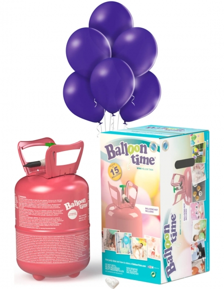 Bombona Helio Desechable 0.13m3 con 15 Globos Purpura Pastel PL08