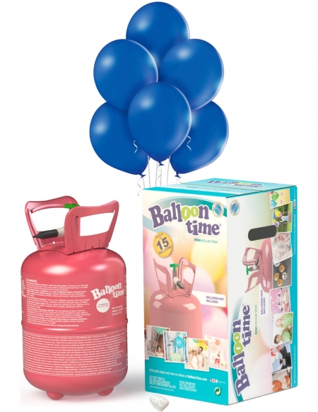 Bombona Helio Desechable 0.13m3 con 15 Globos Azules Pastel PL10