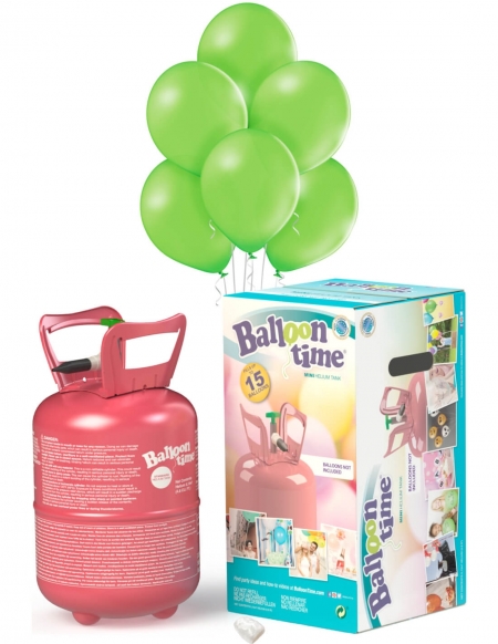 Bombona Helio Desechable 0.13m3 con 15 Globos Verde Claro Pastel PL11