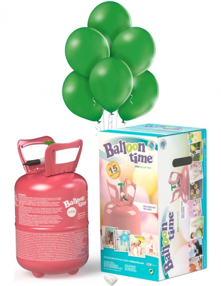 Bombonas de Helio Desechable 0.13m3 con 15 Globos Verde Pastel