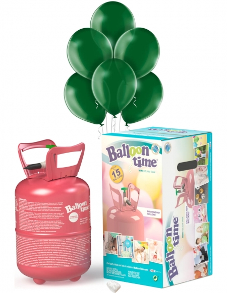 Bombona Helio Desechable 0.13m3 con 15 Globos Verde Oscuro Pastel PL13