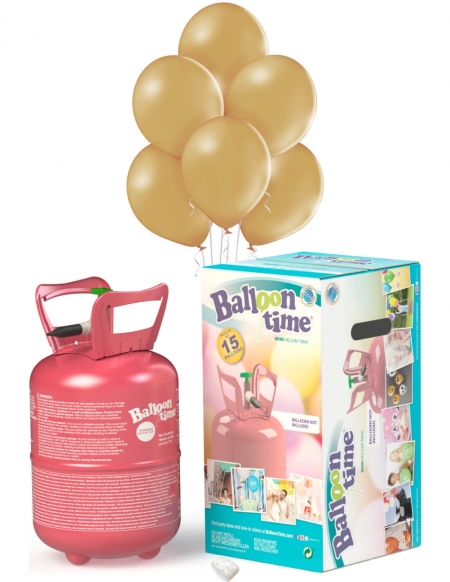 Bombona Helio Desechable 0.13m3 con 15 Globos Mostaza Pastel PL43