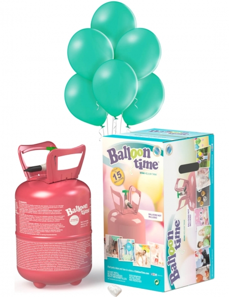 Bombona Helio Desechable 0.13m3 con 15 Globos Aguamarina Pastel PL50