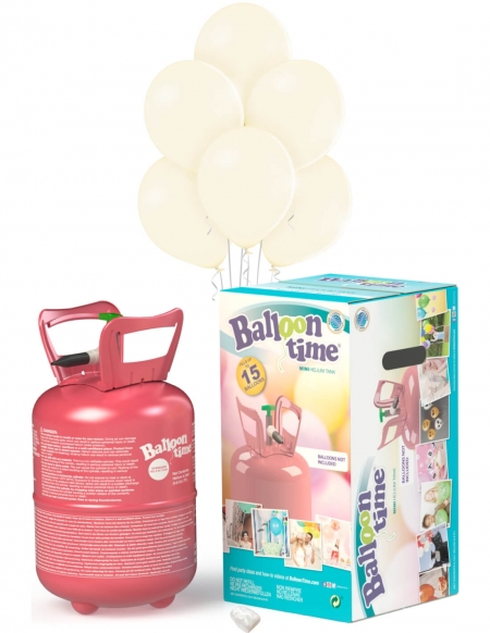 Bombona Helio Desechable 0.13m3 con 15 Globos Marfil Pastel PL59