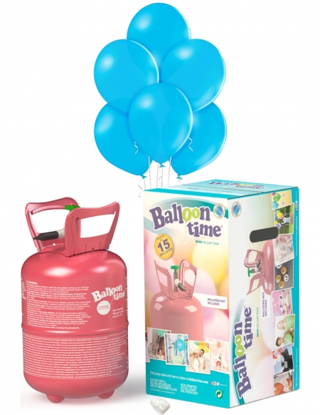 Bombonas de Helio Desechable 0.13m3 con 15 Globos Azul Turquesa