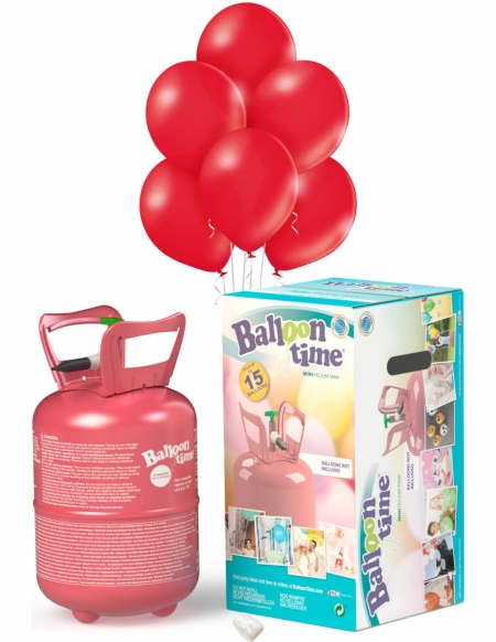 Bombona Helio Desechable 0.13m3 con 15 Globos Rojo Metalizados ML32