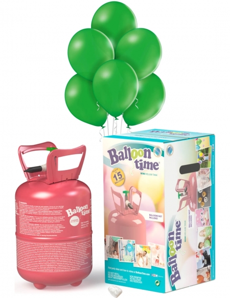 Bombonas de Helio Desechable 0.13m3 y 15 Globos Verde Claro