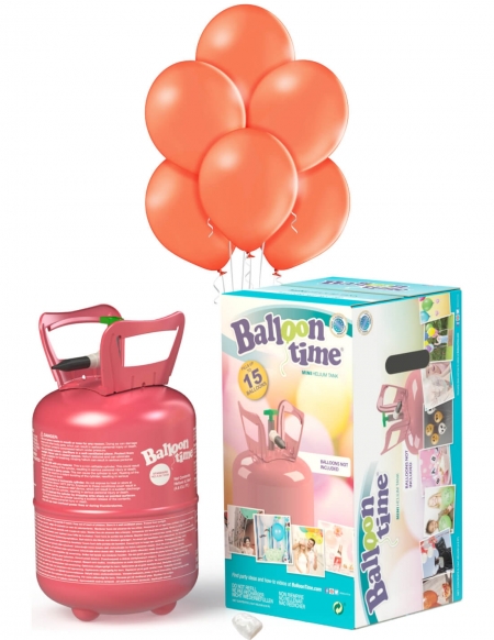 Bombona Helio Desechable 0.13m3 con 15 Globos Melocoton Metalizados