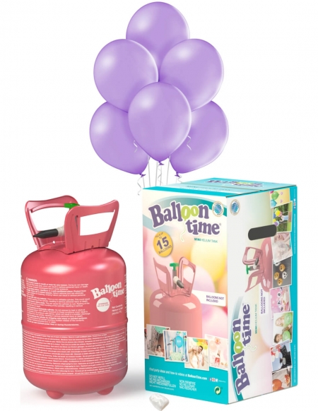 Bombona Helio Desechable 0.13m3 con 15 Globos Lila Metalizados ML63