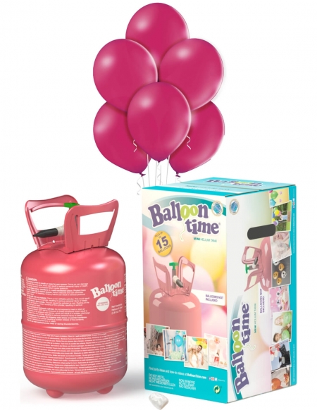 Bombona Helio Desechable 0.13m3 con 15 Globos Fucsia Metalizados ML64