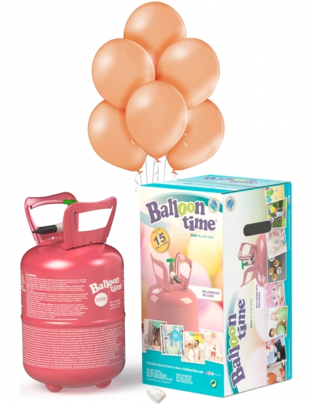 Bombona Helio Desechable 0.13m3 con 15 Globos Rosa Oro Metalizados ML64