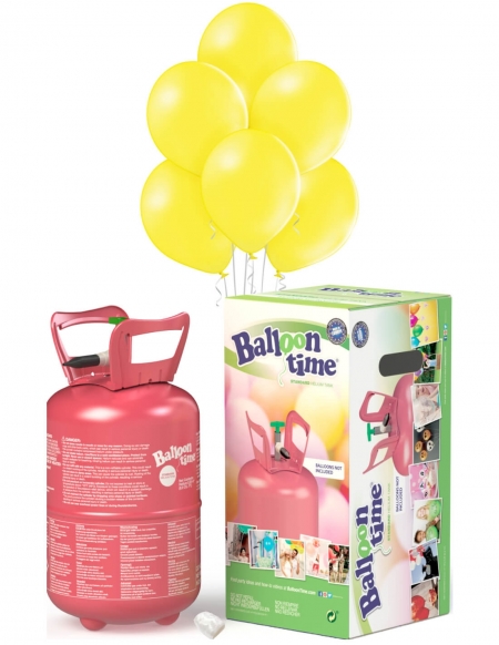 Bombona Helio Desechable 0.25m3 con 30 Globos Amarillos Pastel PL02