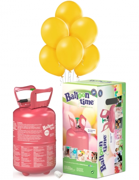 Bombona Helio Desechable 0.25m3 con 30 Globos Amarillo Oscuro Pastel