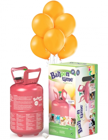 Bombona Helio Desechable 0.25m3 con 30 Globos Naranja Pastel PL04