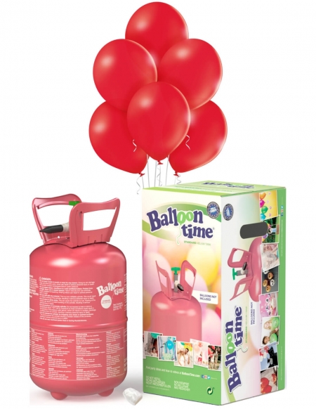 Bombona Helio Desechable 0.25m3 con 30 Globos Rojos Pastel PL05