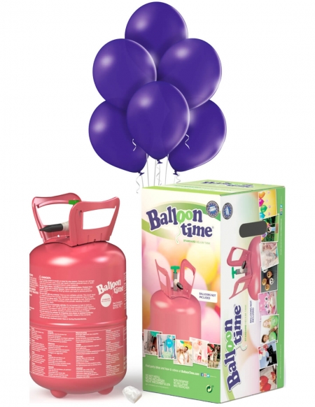 Bombona Helio Desechable 0.25m3 con 30 Globos Purpura Pastel PL08