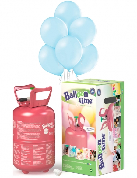 Bombona Helio Desechable 0.25m3 con 30 Globos Celestes Pastel PL09