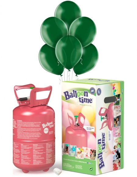 Bombona Helio Desechable 0.25m3 con 30 Globos Verde Oscuro Pastel PL13