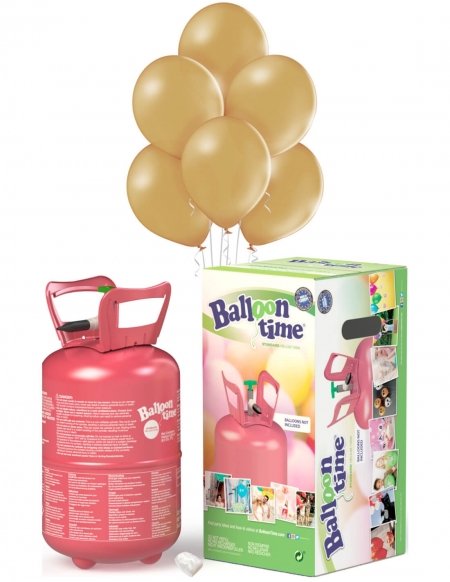 Bombona Helio Desechable 0.25m3 con 30 Globos Mostaza Pastel PL43