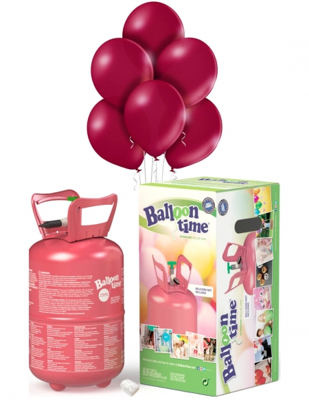 Bombona Helio Desechable 0.25m3 con 30 Globos Granate Pastel PL47