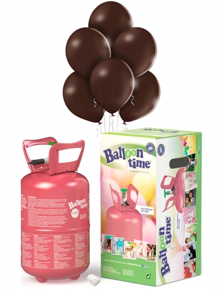 Bombona Helio Desechable 0.25m3 con 30 Globos Marrones Pastel PL48