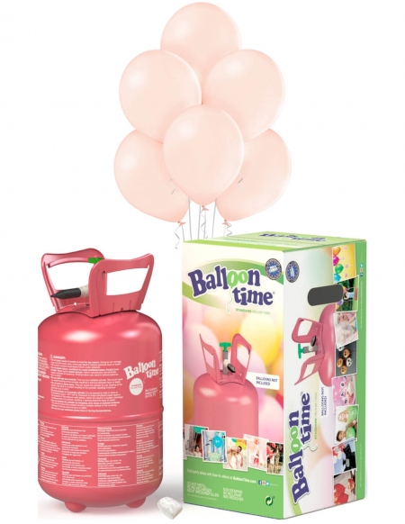 Bombona Helio Desechable 0.25m3 con 30 Globos Rosa Piel Pastel PL69