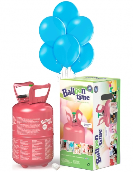 Bombona Helio Desechable 0.25m3 con 30 Globos Azul Turquesa Pastel PL69