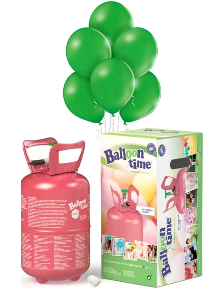 Bombona Helio Desechable 0.25m3 con 30 Globos Verde Claro Metalizados