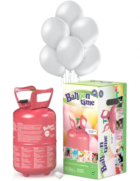 Bombona Helio Desechable 0.25m3 con 30 Globos Plata Metalizados ML38