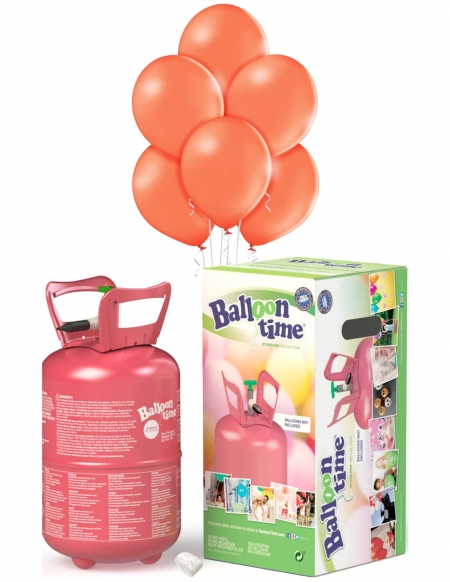 Bombonas de Helio Desechable 0.25m3 y 30 Globos Melocoton Metalizado