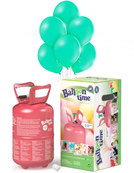 Bombona Helio Desechable 0.25m3 con 30 Globos Aguamarina Metalizados