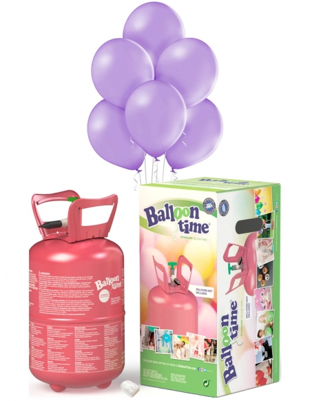 Bombona Helio Desechable 0.25m3 con 30 Globos Lila Metalizados ML63