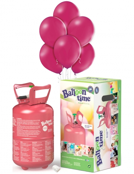 Bombona Helio Desechable 0.25m3 con 30 Globos Fucsia Metalizados ML64