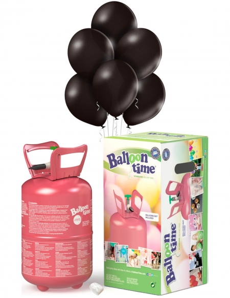 Bombona Helio Desechable 0.25m3 con 30 Globos Negros Metalizados ML64