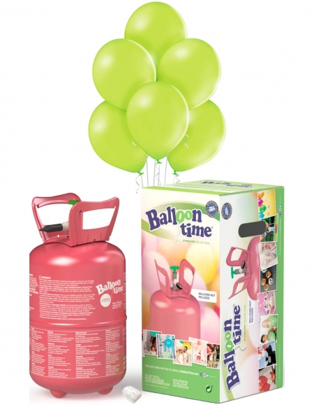 Bombona Helio Desechable 0.25m3 con 30 Globos Verde Manzana Metalizados ML64