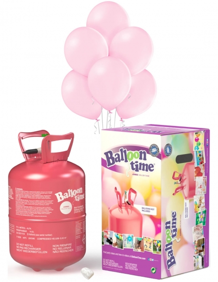 Bombona Helio Desechable 0.42m3 con 50 Globos Rosa Pastel PL06