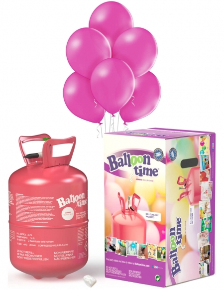 Bombona Helio Desechable 0.42m3 con 50 Globos Fucsia Pastel PL07