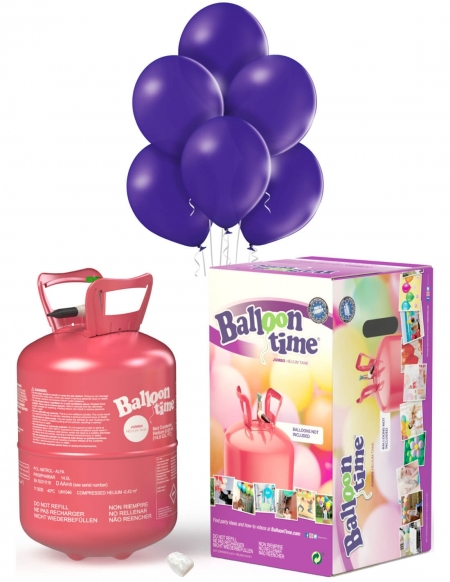 Bombona Helio Desechable 0.42m3 con 50 Globos Purpura Pastel PL08