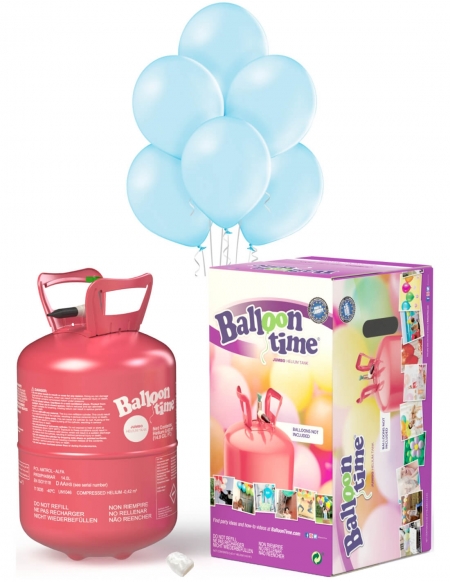 Bombona Helio Desechable 0.42m3 con 50 Globos Celestes Pastel PL09