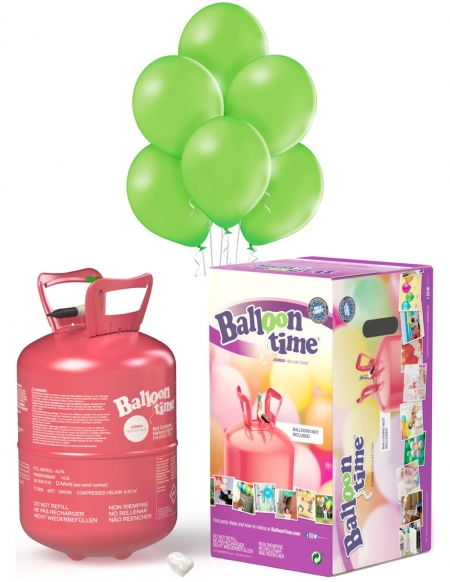 Bombona Helio Desechable 0.42m3 con 50 Globos Verde Claro Pastel PL11