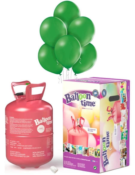 Bombona Helio Desechable 0.42m3 con 50 Globos Verde Pastel PL12