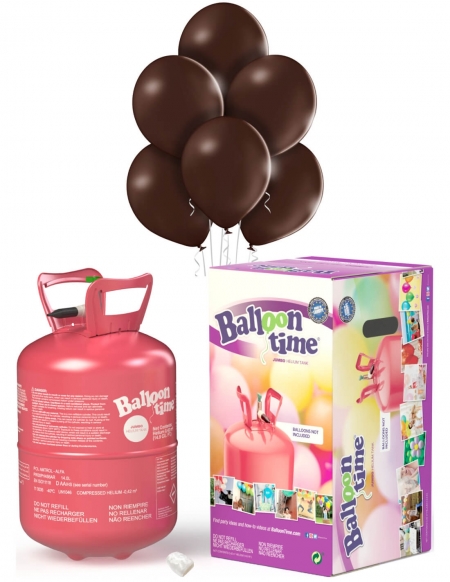 Bombona Helio Desechable 0.42m3 con 50 Globos Marrones Pastel PL48