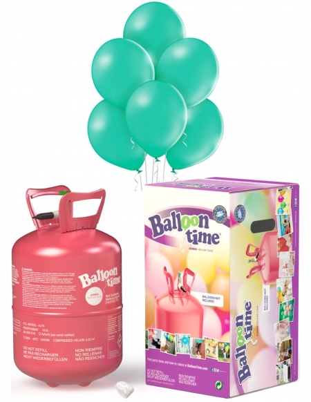 Bombona Helio Desechable 0.42m3 con 50 Globos Aguamarina Pastel PL50